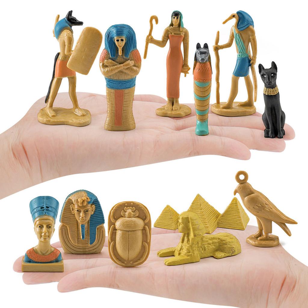 1 Set Of 12 Simulation Egyptian Pyramid Lion Face Like Mummy Box Jack Head Human Body God Toy Model, Suitable For Children Learn