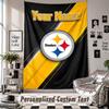 Wall Hanging Tapestry With Custom Name & Text, Pittsburgh Steelers Decorative Tapestry For Bedroom