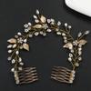 Double-Tooth Pearl Flower Hair Comb For Wedding And Party Elegant Retro Design Alloy Material