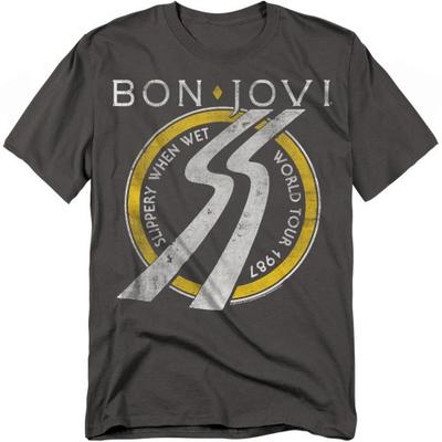 Bon Jovi Унисекс футболка для взрослых Slippery When Wet World Tour