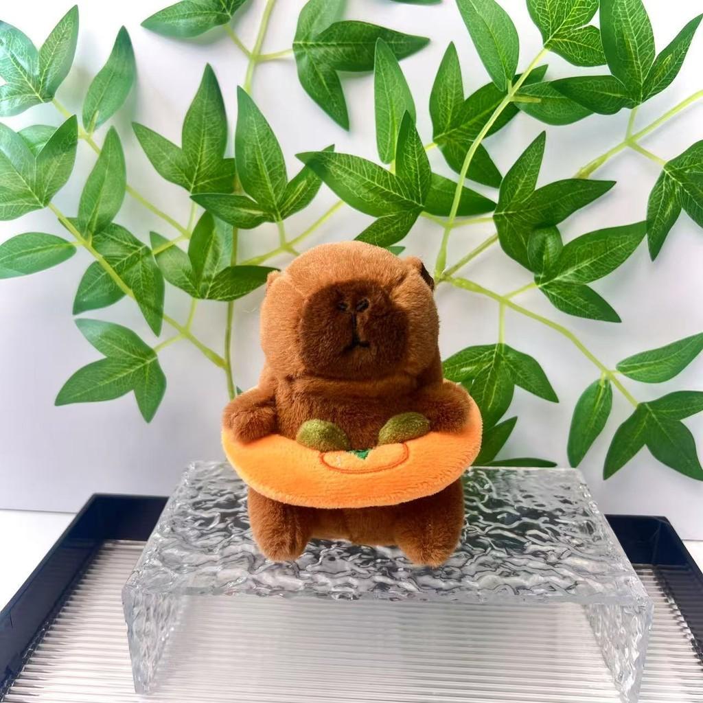 Adorable Capybara Plush Toy Keychain With Cute Swimming Ring Design For Gifts