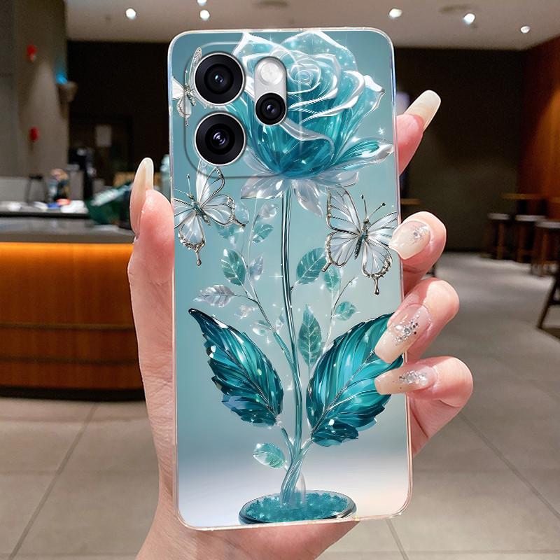 Чехол для OPPO Reno 15F 5G CPH2801 Прозрачный Модный Бабочка Цветок Мягкий ТПУ Силиконовый Чехол Для OPPO Reno15 F Reno 15 FS Чехол для Телефона