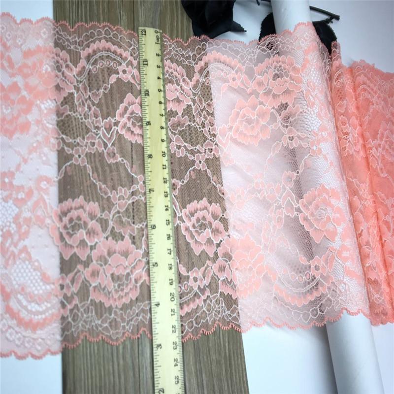 23cm Wide Stretchy Lace, Light Orange Elastic Spandex Lace for Lingerie, Bra, Underwear, Sewing & Crafting