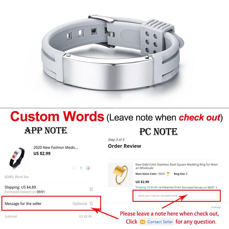 KOtik 2023, новые модные медицинские браслеты с гравировкой, персонализированные силиконовые браслеты из нержавеющей стали для