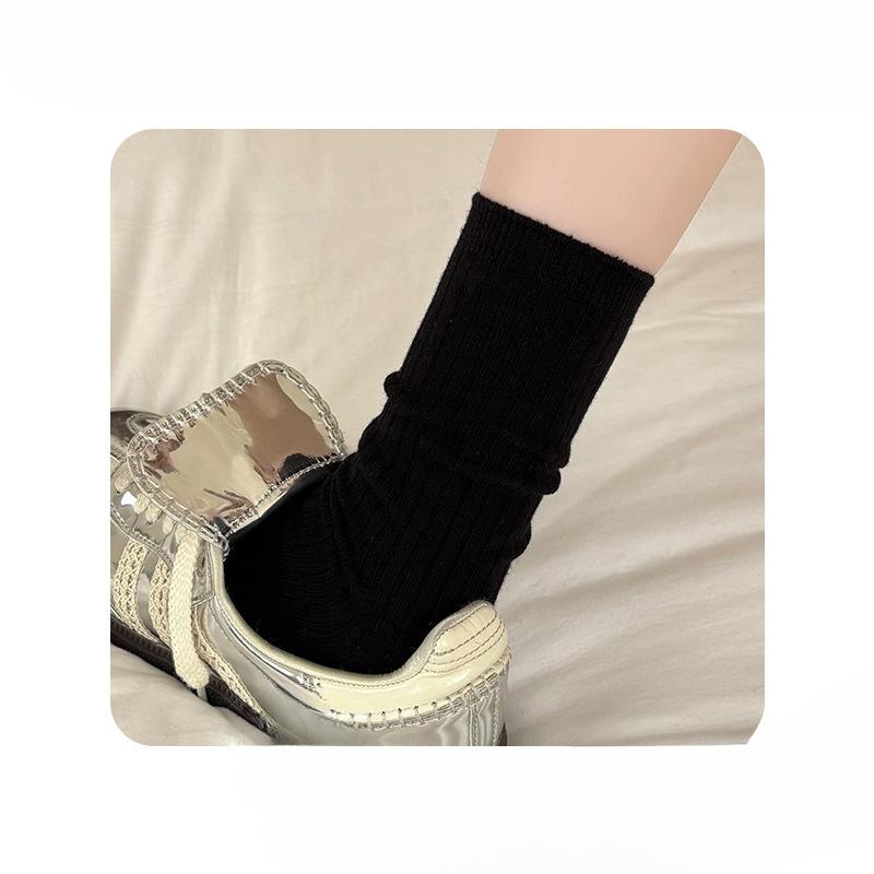 Female Autumn New Product Solid Color In The Tube Pile Socks