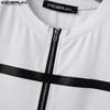 INCERUN Summer Men's O-neck Short Sleeve Stitching Slim T-shirts Splits Tops