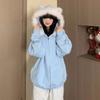 Unisex Hooded Jacket With Detachable Cat Ear Faux Fur Trim Loose Fit Streetwear