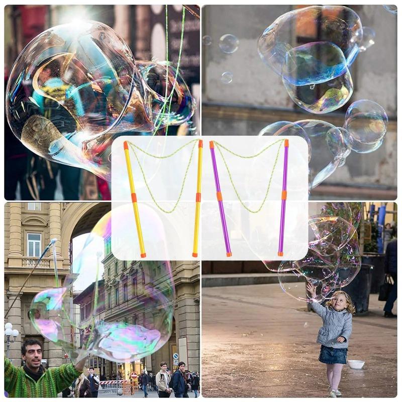 Double Pole Giant Bubble Stick, Large Bubble Circle Rope Toy, Outdoor Garden Stage Props Fun Bubble Tool for Kids