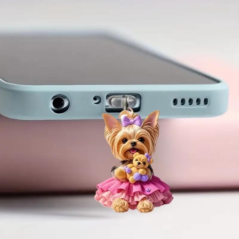 Пылезащитная заглушка для порта USB Type-C с 2D акриловым брелоком-подвеской, пылезащитный брелок для телефона, аксессуары для телефона, украшения для телефона