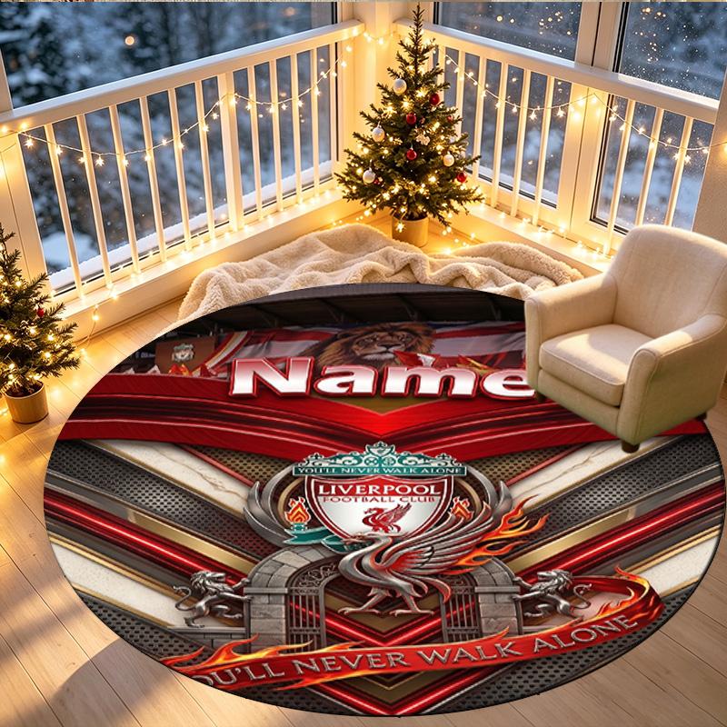 Custom Name Personalized LFC Print Round Rug, Versatile Home Decor Carpet, for Playroom, Apartment, Balcony, Entryway, Hallway Gift