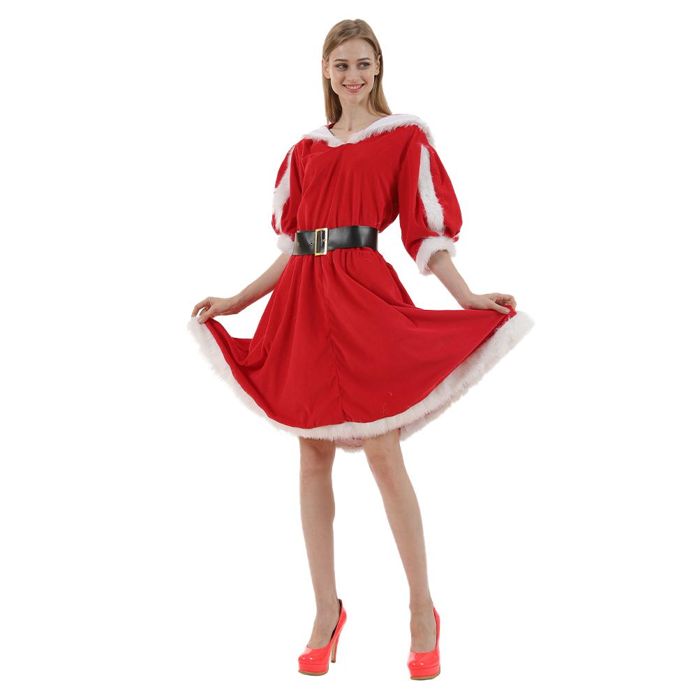 Delux Women's Christmas Santa Costumes Mrs Miss Claus Fancy Dress Adult Outfit