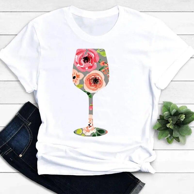 Wine Love, модная одежда, женская забавная милая повседневная футболка, летний топ, женская футболка с короткими рукавами, женские футболки с рисунком