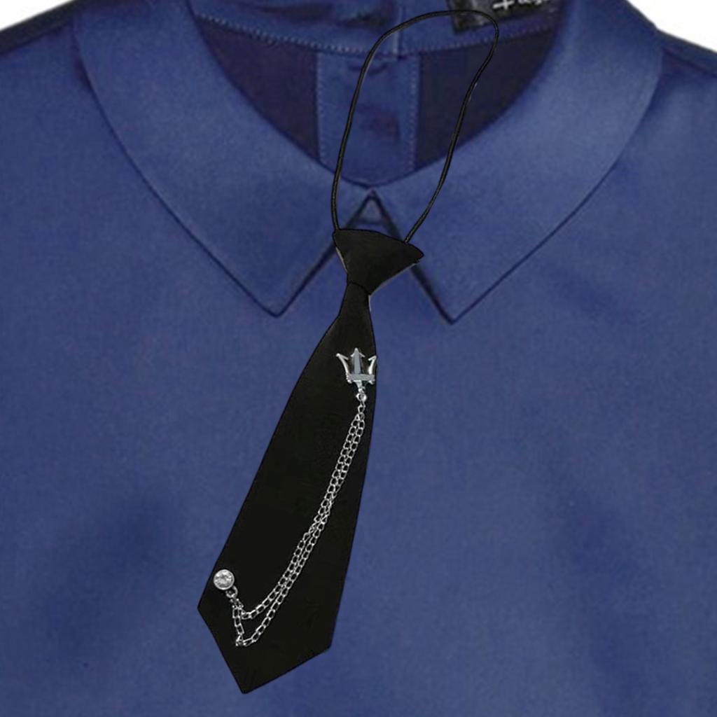 Campus Preppy Necktie Metal Crown Chain Neck Tie Student Uniform Adjustable Pre Tied Neck Tie Shirt Collar Neckwear