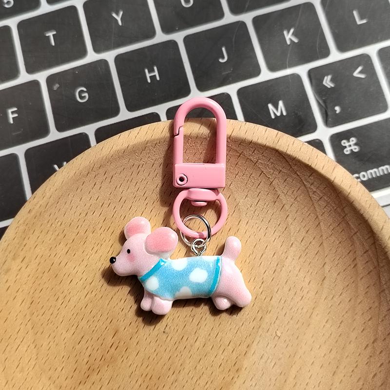 Смоляные Милые Цветные Брелоки для Ключей с Щенками Таксы Для Женщин Мужчин Смешные Мультяшные Собаки Животные Питомцы Сумка Коробка для Airpods Брелок для Ключей Автомобиля Украшение