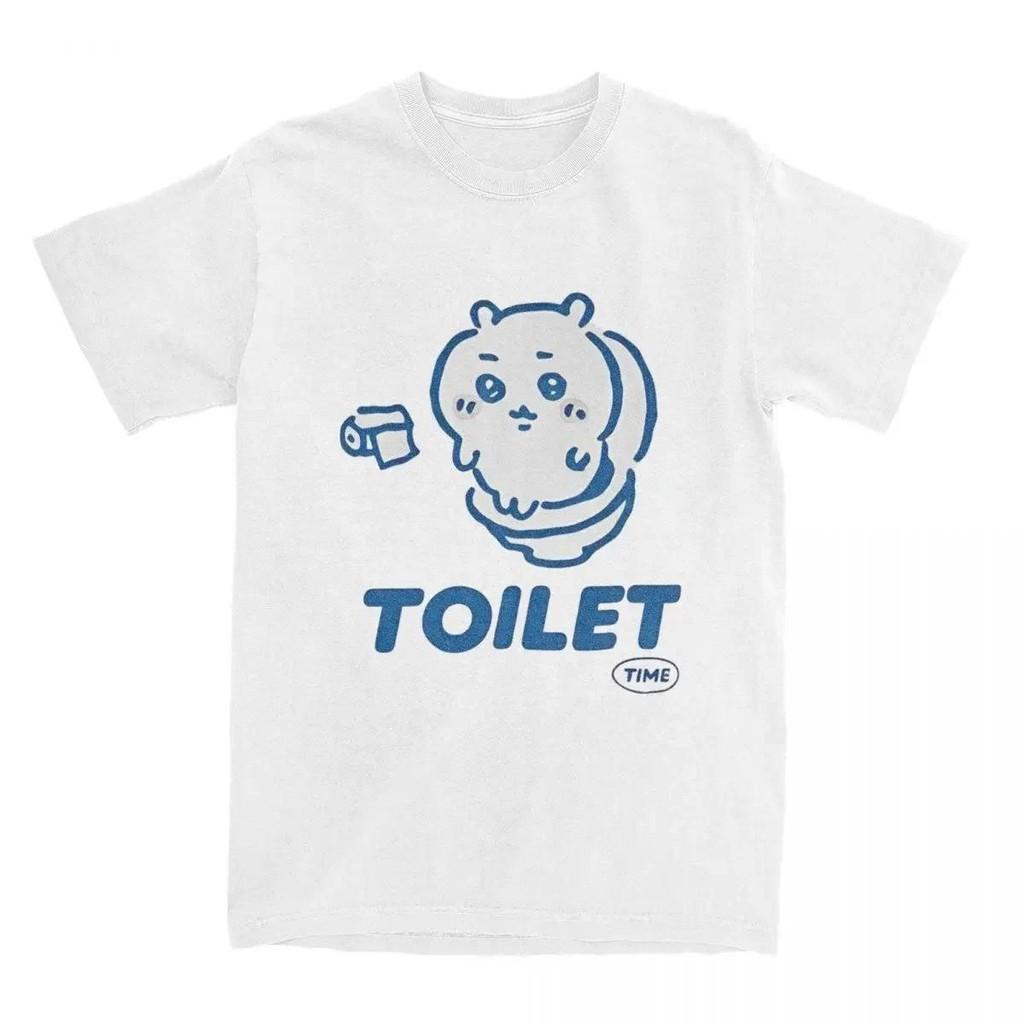 Chiikawa Toilet Time T Shirt for Men Short Sleeve T-Shirts Summer Comfortable Popular Tee Shirt Women Oversized Tops