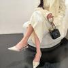 Embroidery Pointed Front Bag Empty Sandals Women'S Fashion Temperament High Heels Stiletto