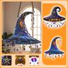 Halloween 2D Acrylic Witch Hat Hanging Decoration With Moon And Star Dangles, Window Ornament