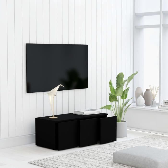 VidaXL Meuble TV Noir 80x34x30 cm Aggloméré