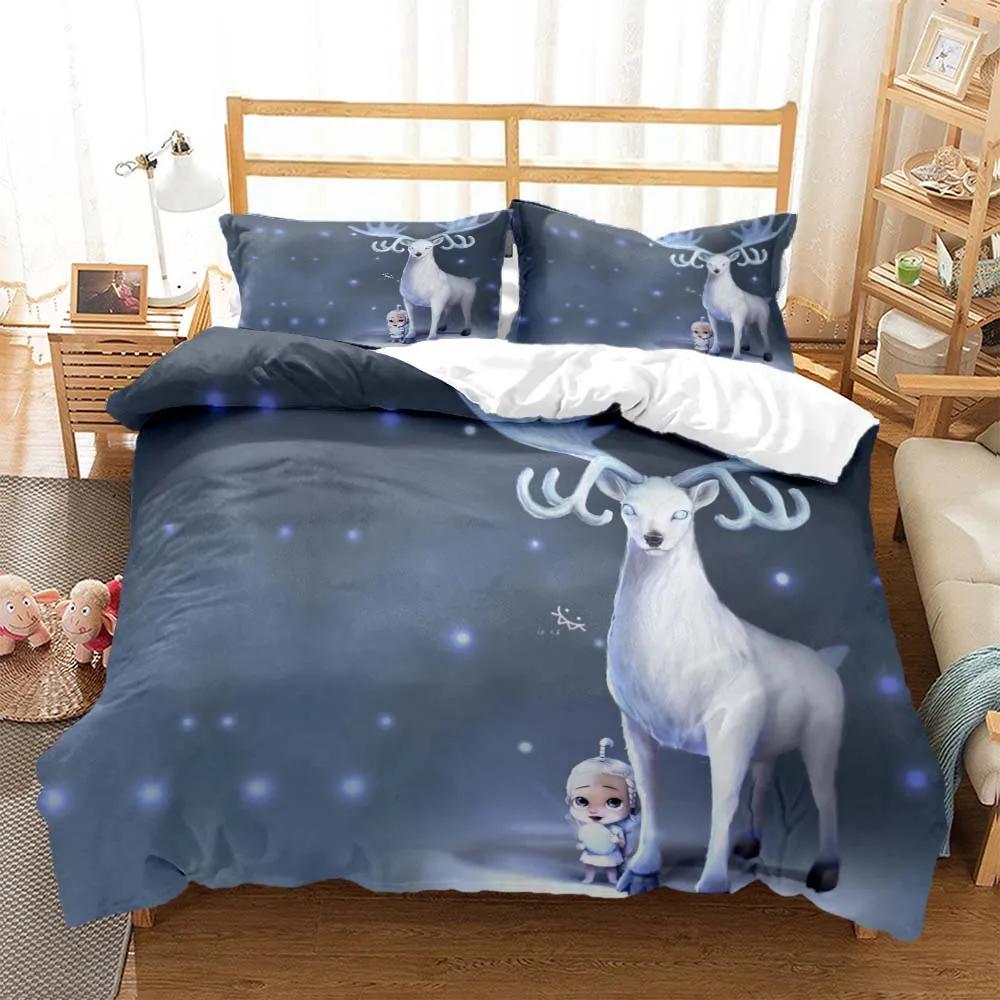 Milu Deer 3D Print Bedding Set Cozy Duvet Cover King Queen Twin Single Size Birthday Gift Boy Kid Bedroom Decoration