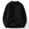 Men's Autumn/Winter Casual Twisted Sweater - Light Mature Style, Solid Color, Round Neck Pullover