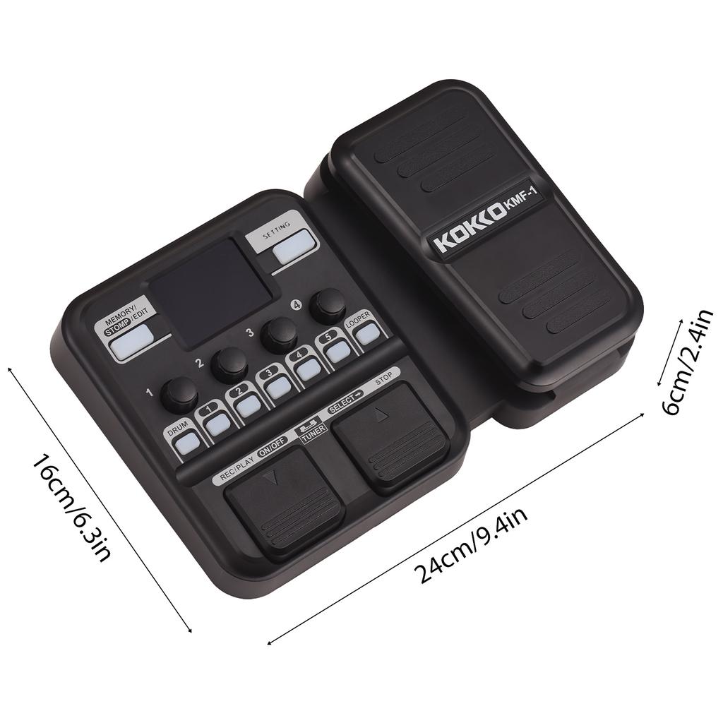 Педаль эффектов Kokko Guitar Multi с 10-59 пресетами, 6 драм-машинами и лупером, 40 различными ритмами