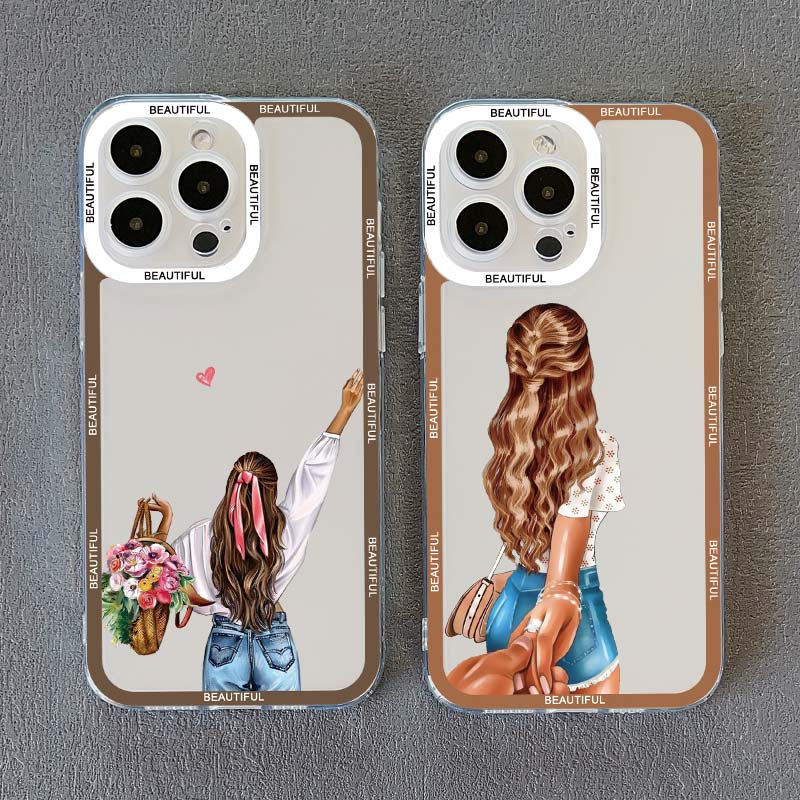 Прозрачный модный чехол для телефона для девушек, женщин, дам, для iPhone 15 14 13 12 Pro Max 11 XR X XS 13 12 SE 7 8 Plus, прозрачная задняя крышка Funda