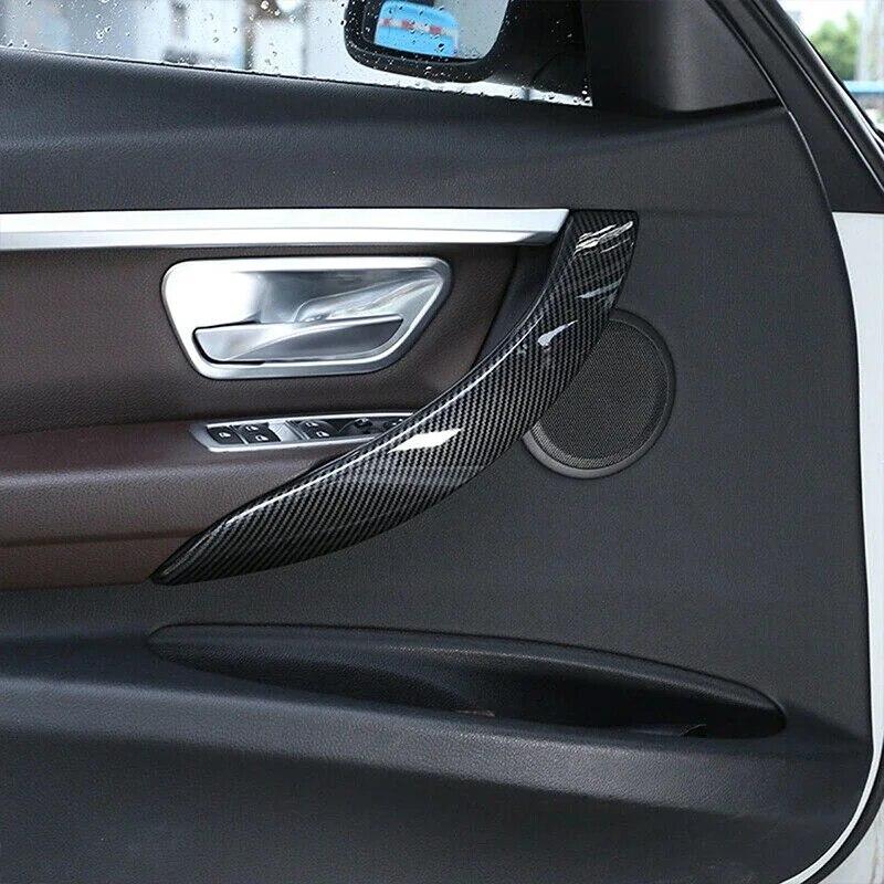 2 шт., накладки на дверные ручки автомобиля, накладки из углеродного волокна для BMW 3 серии F30 F31 2012 2013 2014 2015 2016 2017 2018 2019