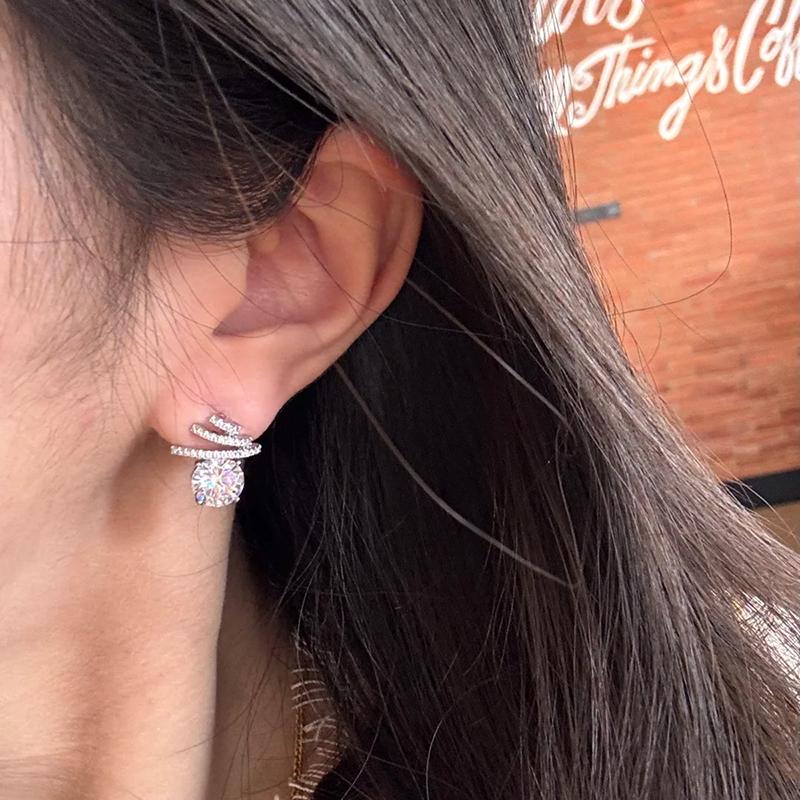 Huitan Novel Fashion Design Stud Earrings for Women with Shiny Cubic Zirconia Elegant Party Wedding Charming Lady Jewelry GiftGood product