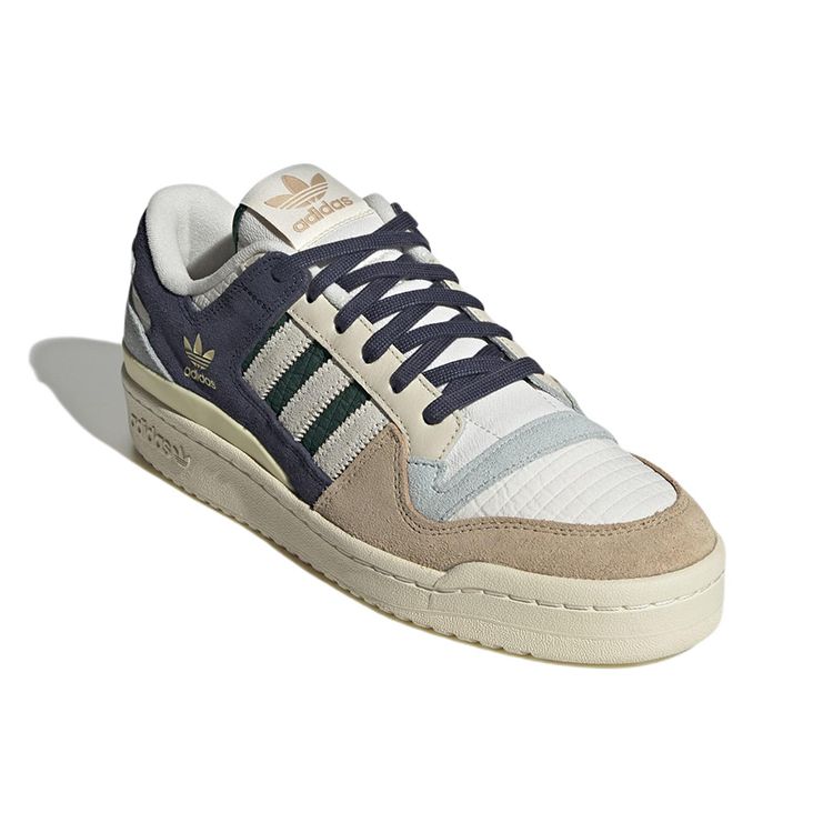 adidas Forum 84 Low Beige Navy Green Кроссовки унисекс Кремово-белые студенческо-зеленые GW4332