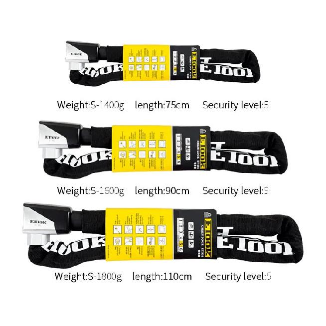 ETOOK Anti-theft Bicycle Lock Scooter Lock High Security Bike Lock for MTB Road Bike Heavy Duty Chain Lock for Bicycle with Key