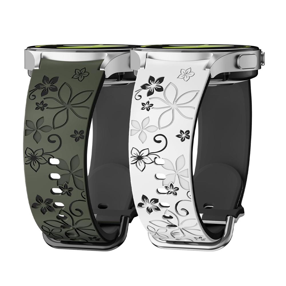 2 шт. Ремешки для Samsung Galaxy Watch 7/5 Pro/4 6 Classic 40 44 мм Гравировка цветок Силиконовый браслет correa Galaxy Watch 7 Ремешки