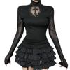 ADOSSY Готический Панк Крест Косплей Готическая Лолита Мода Топ Топ, Рок, Кружево, Сетка, Прозрачный, Костюм, (Размер L)