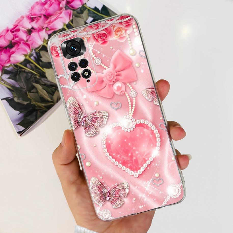 Для Xiaomi Redmi Note 11 Чехлы Redmi Note 11s Чехол Популярный Цветок Бабочка Мягкий Прозрачный Чехол Для Redmi Note11 Note11S 5G Fundas
