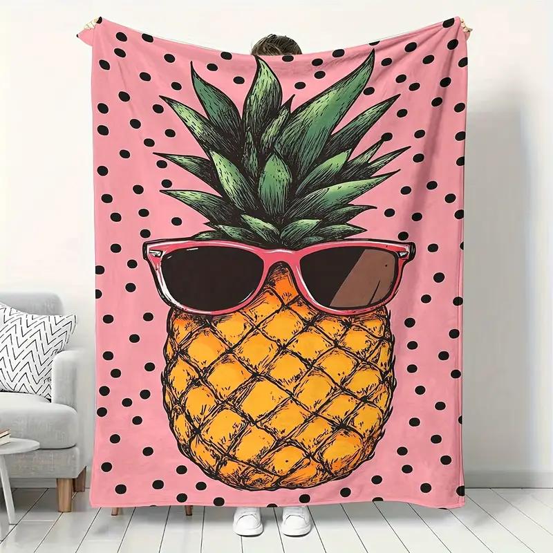Замеченная, игривая фланелевая плед с узором из ананасовых солнцезащитных очков - мягкий и теплый, подходит для дивана, кровати - Хэллоуин Рождество