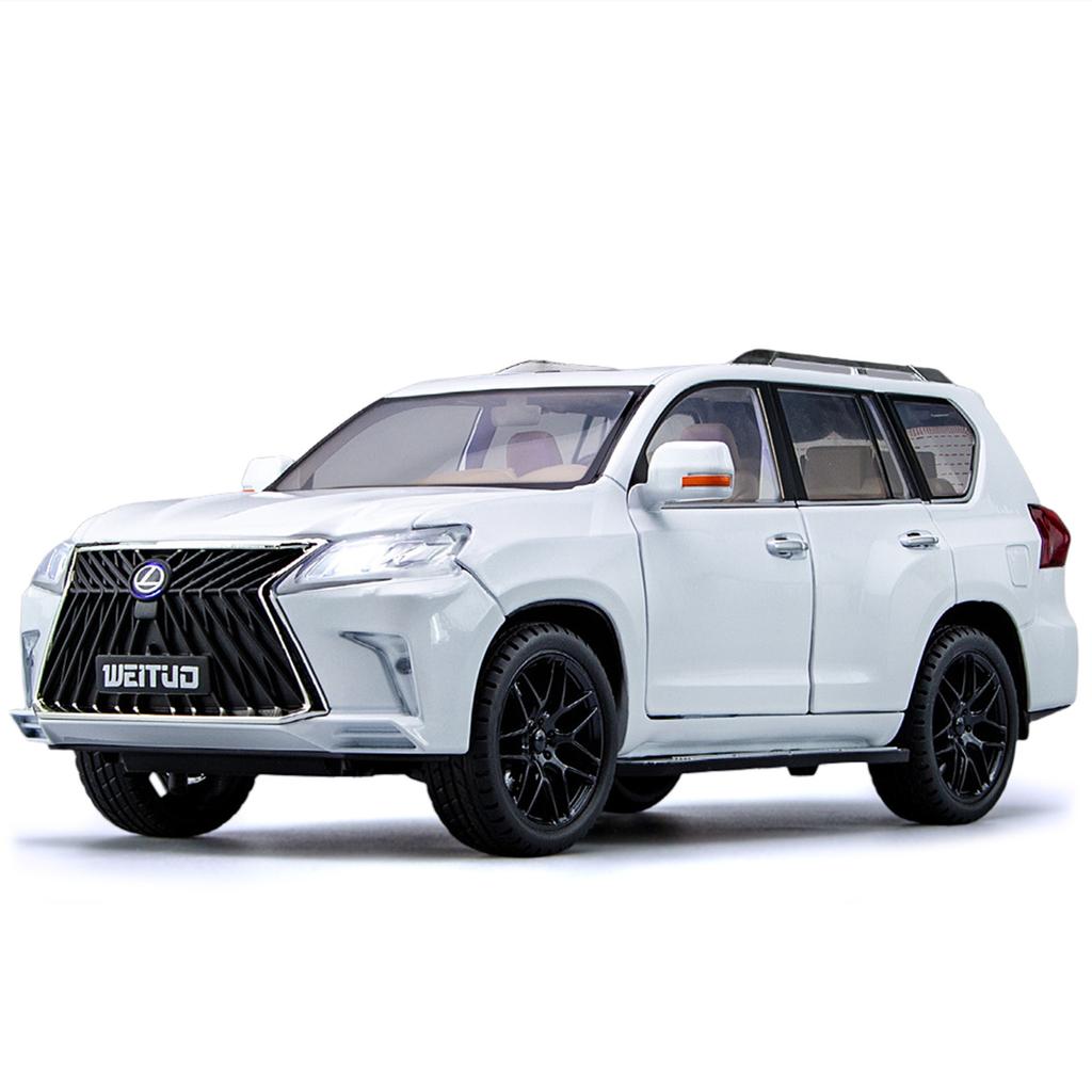 1/18 Lexus LX570 SUV Sport Toy Car Diecast Metal Model Miniature Pull Back Sound Light Doors Openable Collection Gift for Kids