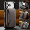 Magnetic Attraction Leather Case for iPhone 17 Pro Max 16E Air 16 15 Plus 14 Pro 13 12 Detachable Card Bag Holder Phone Cover