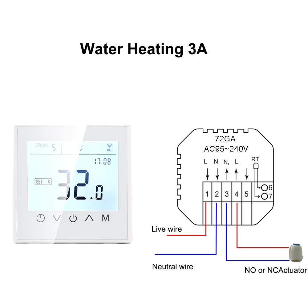 Термостат с сенсорным экраном Tuya Smart WiFi контроллер температуры для электрического/водяного/газового котла 16A 3A работает с Google Home
