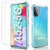 Case for Samsung A52 5G/A52, Case Samsung A52 5G/A52 Transparent+2Pack Tempered Glass Screen Protector Film, Soft TPU Silicone