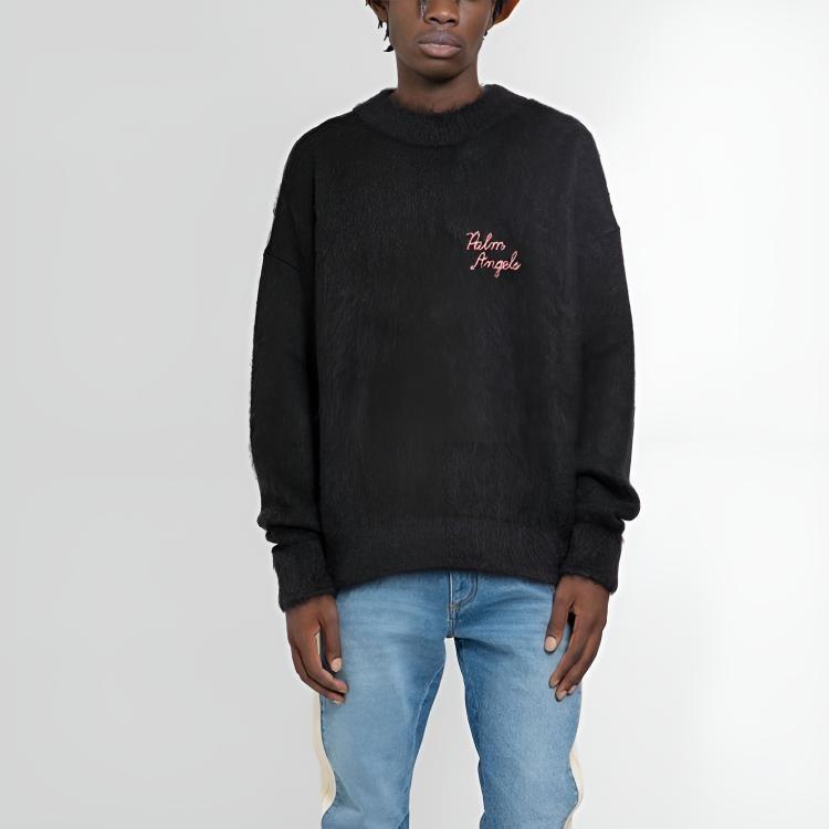 PALM ANGELS Logo Intarsia Crewneck Jumper Men's PMHE007F22KNI0021032