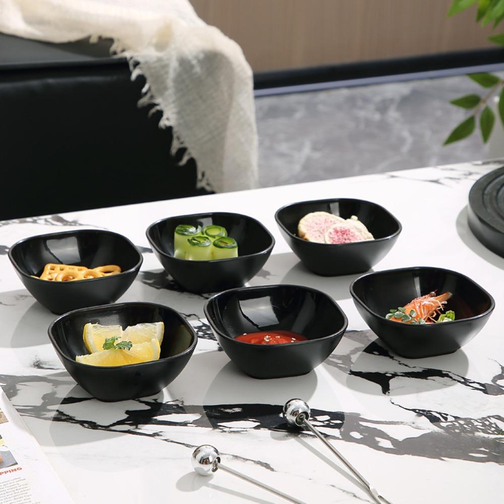 10 Piece Black Sauce Dish Flower/Square Appetizer Dish Multifunctional Snack Bowl Hot Pot