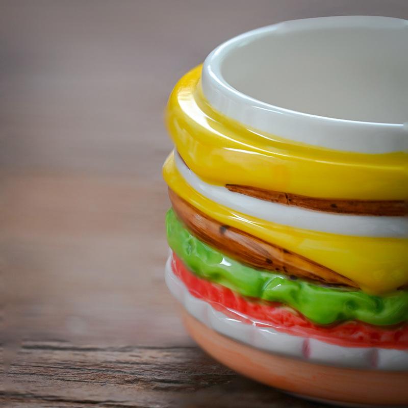 Hamburger With Lid High Value Ceramic Cup Home Office Water Cup Personalized Milk Breakfast Cup Coffee Cup