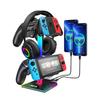 VCOM Upgraded Headphone Stand, Multifunctional, 7 Colors, Rechargeable, with 2 USB A Ports and 1 USB C Port, Gamepad, Game Controller, and Headset Hol