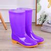 Флисовые дождевые ботинки, дождевые сапоги, женские, взрослые, средней высоты, водонепроницаемая обувь, модные, нескользящие, кухонные рабочие водонепроницаемые ботинки, резиновая обувь, галоши, зима