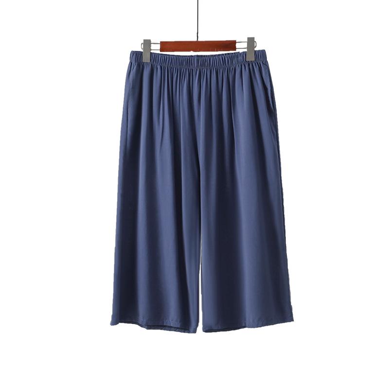 Мужские шорты для сна из хлопка и шелка средней длины - Прохладные, Повседневные, Большого размера для среднего и пожилого возраста