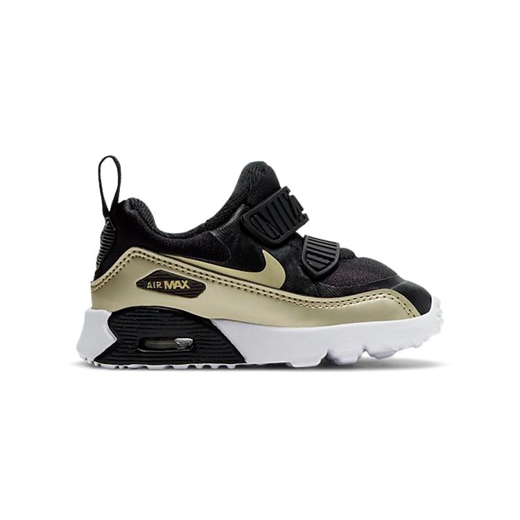 Nike Air Max 90 Tiny BT Низкие Кроссовки для Малышей Черный Золотой Младенцы и Малыши DC9201-091