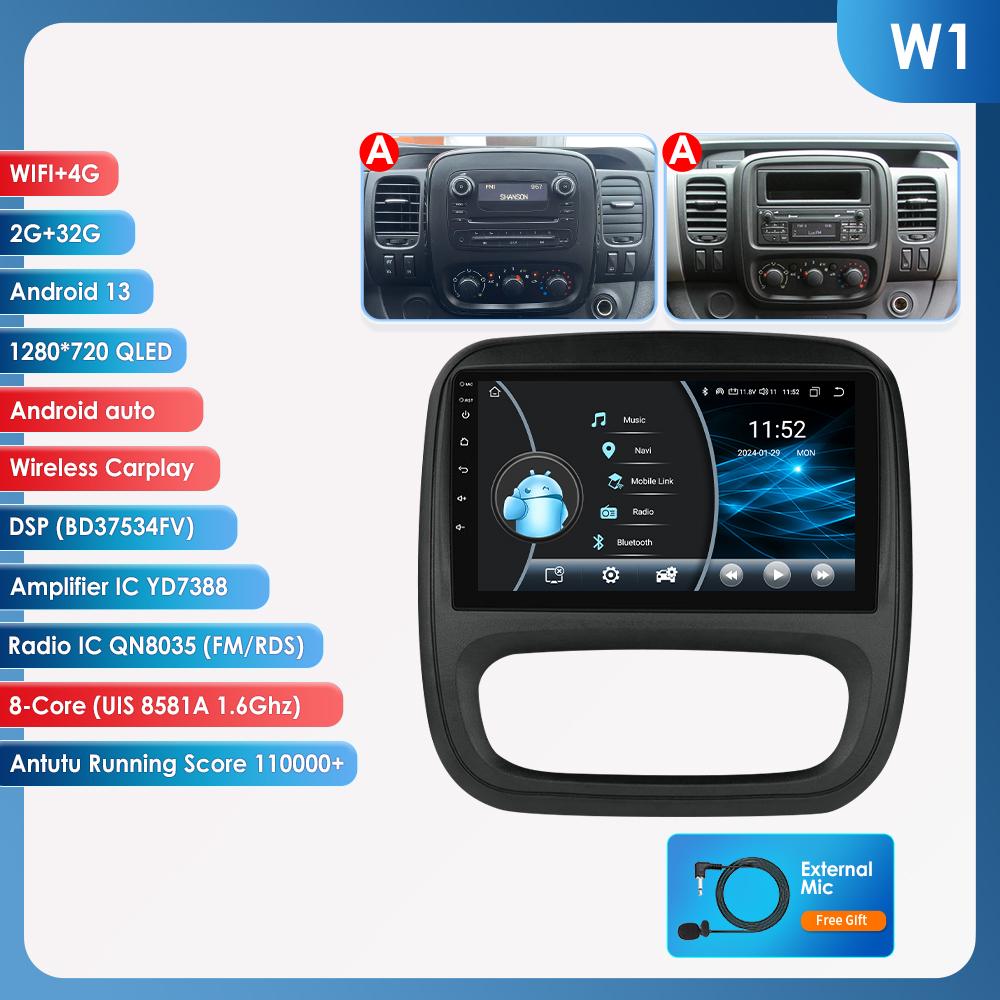 Hizpo 4G AI Voice Android Auto Radio для Renault Trafic 3 2014-2021 для Opel Vivaro B 2014-2018 Carplay Car Multimedia Intelligent Screen GPS 2din