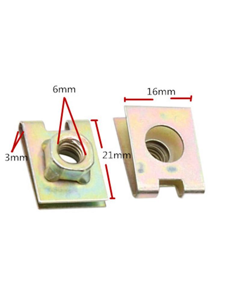 50 x Металлические пружинные U-образные гайки-клипсы быстрого монтажа M6 для защиты панелей автомобиля