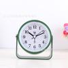 Small metal alarm clock for children, silent desktop clock for students, simple desktop rotating clock