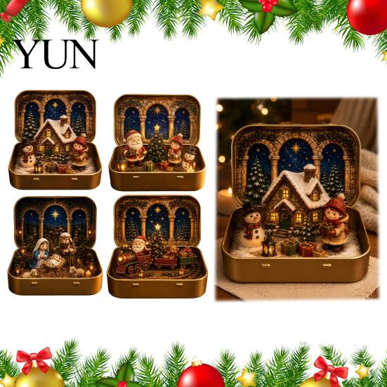 Traditional Nativity Figurine Set Mini Christmas in A Tin Box, Pocket Size Holiday Scene Faith Themed Gift for Family Box with Miniature Figures,