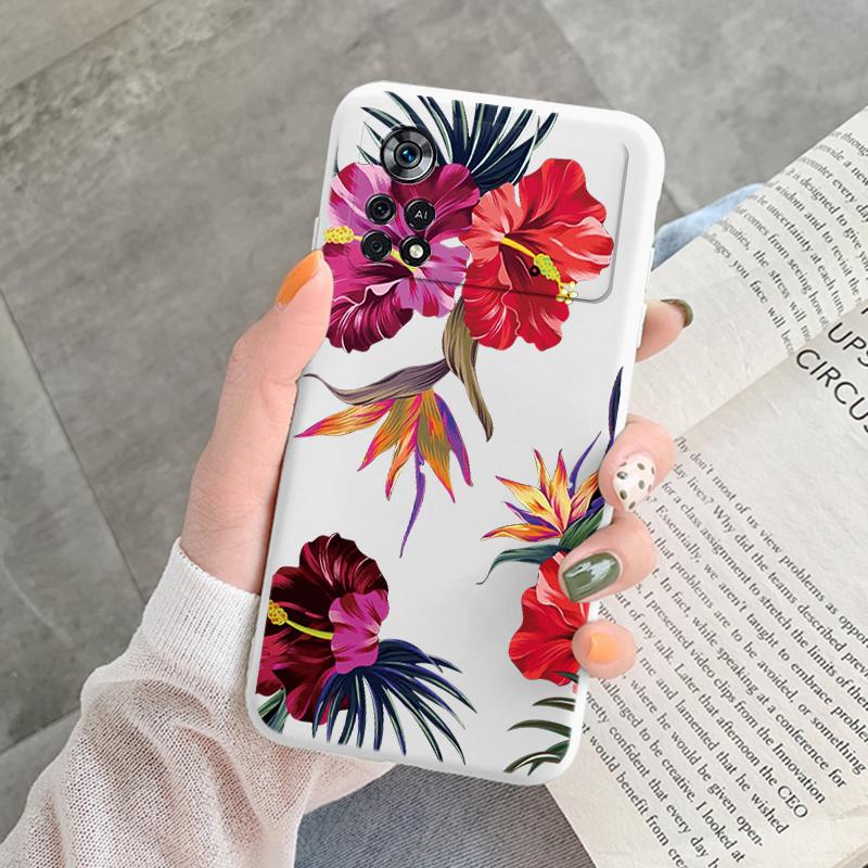 Для Poco X4 Pro 5G M4Pro Чехол Funda Винтажный Цветок Лист Защитный Чехол TPU Capa Для Xiaomi Poco X4 Pocox4 X 4 M4 Pro Coque